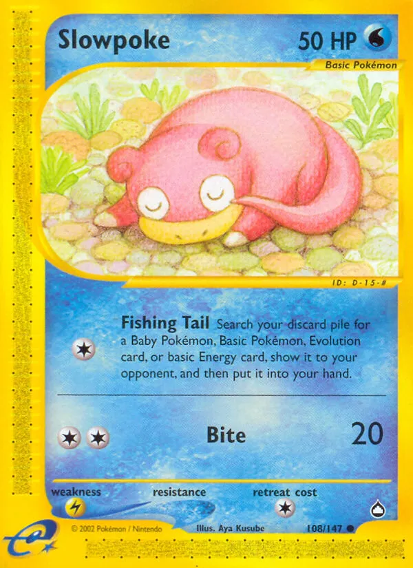 2003 Aquapolis Slowpoke Common #108/147 Common card image