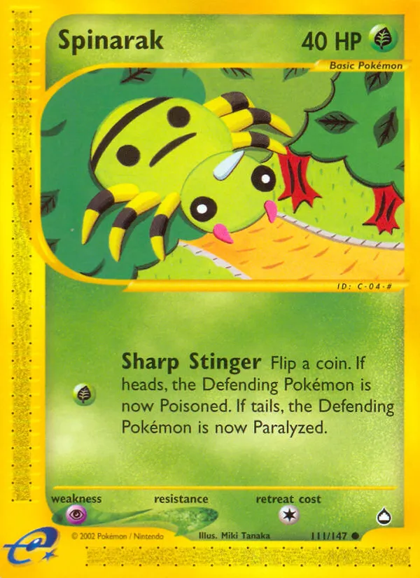 2003 Aquapolis Spinarak #111/147 Common card image