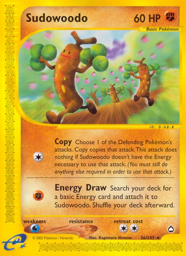 2003 Aquapolis Sudowoodo #036/147 Rare card image