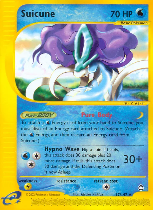2003 Aquapolis Suicune #037/147 Rare card image
