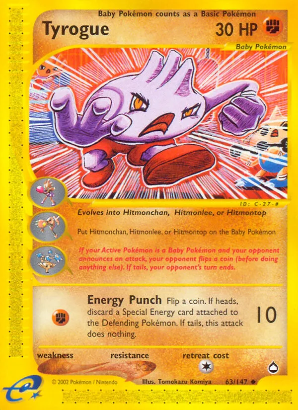 2003 Aquapolis Tyrogue Uncommon #063/147 Uncommon card image