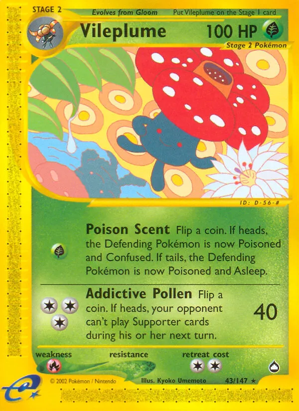 2003 Aquapolis Vileplume #043/147 Rare card image