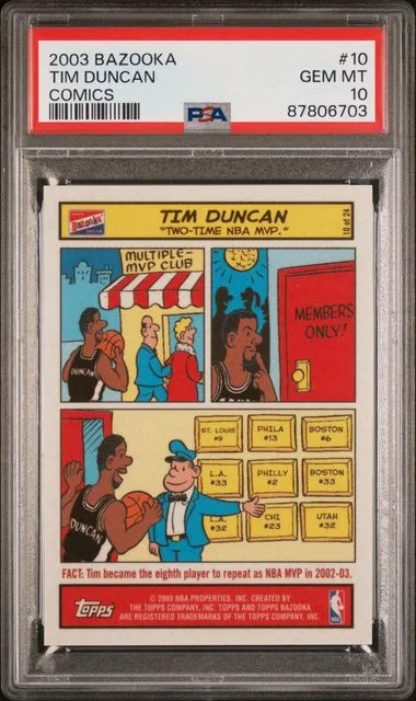 2003 Bazooka Comics Tim Duncan #10 card image