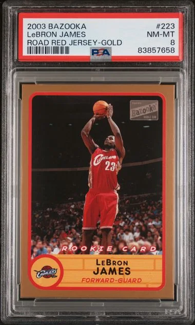 2003 Bazooka Road Red Jersey-Gold LeBron James #223 card image