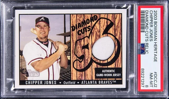 2003 Bowman Chipper Jones Heritage Diamond Cuts Relic #DC-CJ2 card image