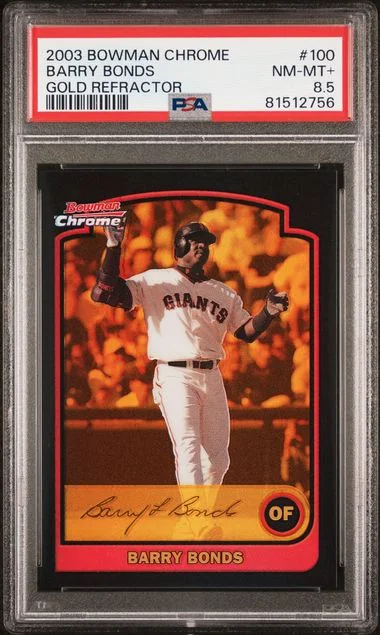 2003 Bowman Chrome Barry Bonds Gold Refractor #100 card image