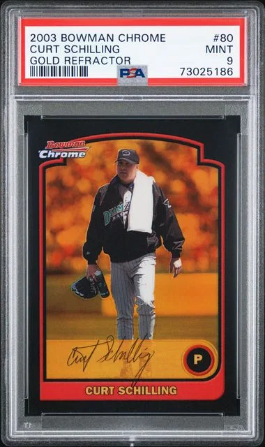 2003 Bowman Chrome Curt Schilling Gold Refractor #80 card image