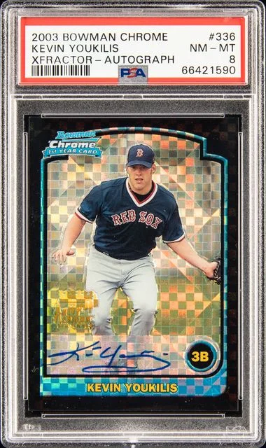 2003 Bowman Chrome Kevin Youkilis Xfractor-Autograph #336 card image