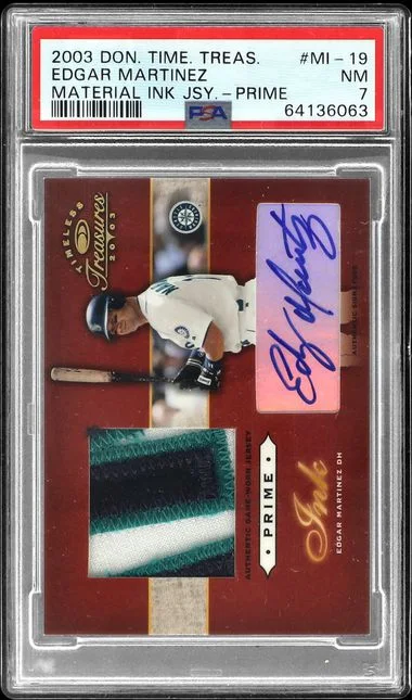 2003 Donruss Edgar Martinez Timeless Treasures Material Ink Jersey Prime #MI-19 card image
