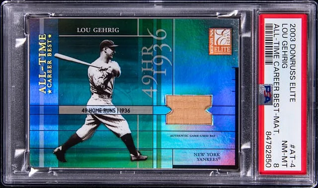 2003 Donruss Elite Lou Gehrig All-Time Career Best Materials #AT-4 card image