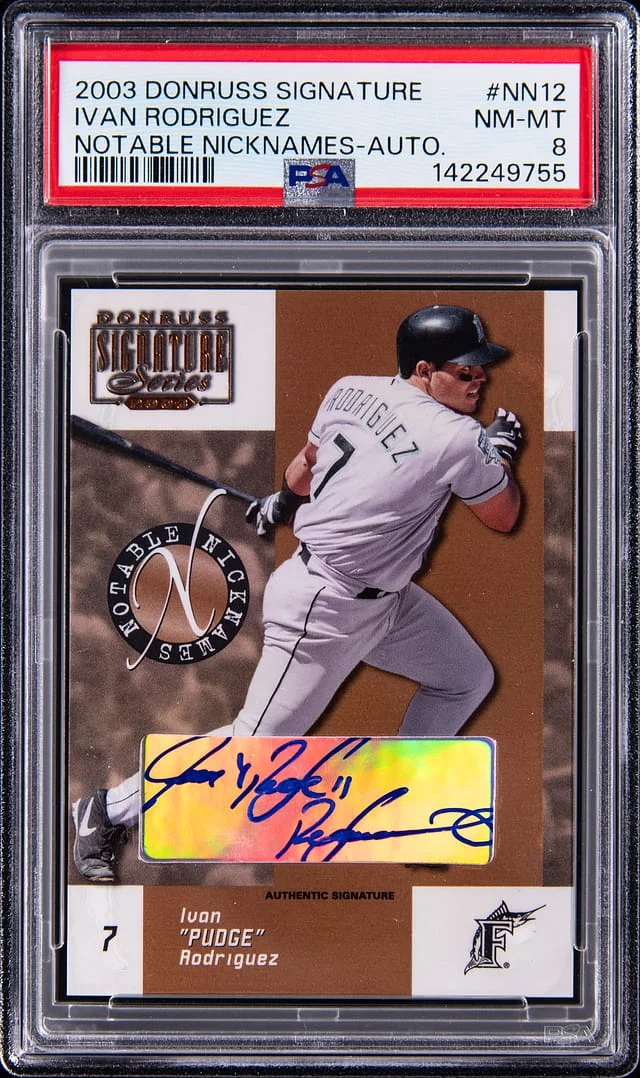 2003 Donruss Ivan Rodriguez Signature Notable Nicknames Autograph #NN-12 card image