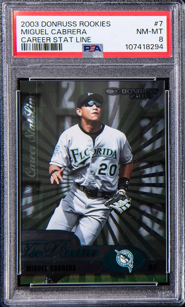 2003 Donruss Miguel Cabrera Rookies Career Stat Line #7 card image