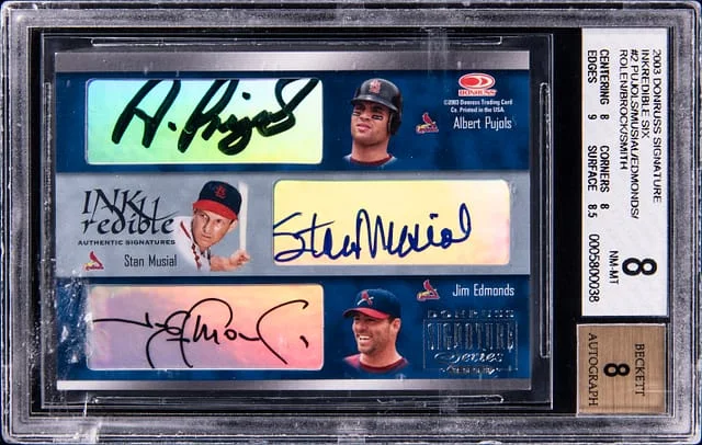 2003 Donruss Pujols/Musial/Edmonds/Rolen/Brock/Smith Signature Inkredible Six #INK-2 card image