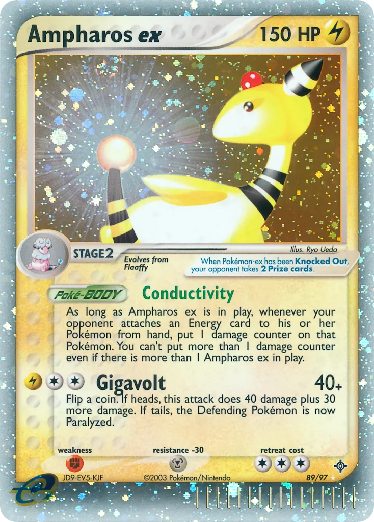2003 Dragon Ampharos ex #89/97 Rare Holo EX card image