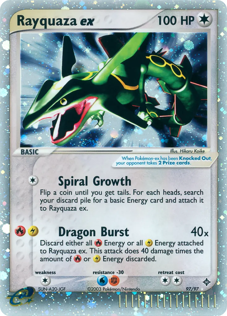 2003 Dragon Rayquaza ex #97/97 Rare Holo EX card image