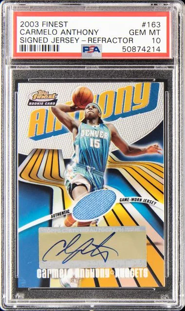 2003 Finest Carmelo Anthony Signed Jersey-Refractor #163 card image