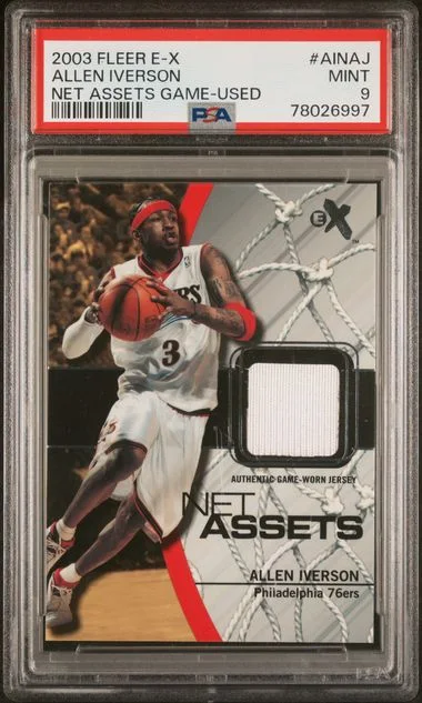 2003 Fleer E-X Allen Iverson Net Assets Game-Used #AINAJ card image