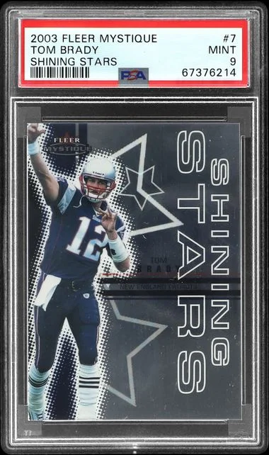 2003 Fleer Mystique Tom Brady Shining Stars Gold #7 card image