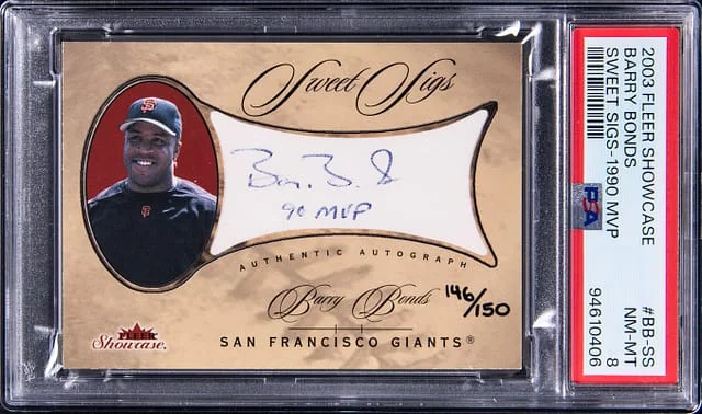 2003 Fleer Showcase Barry Bonds Sweet Sigs 1990 MVP #BB-SS card image