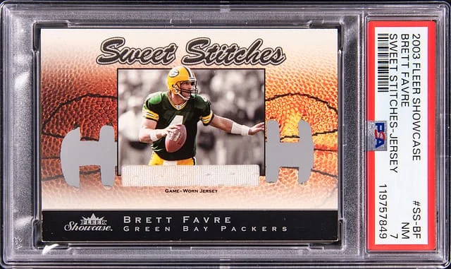 2003 Fleer Showcase Brett Favre Sweet Stitches Jersey #SS-BF card image