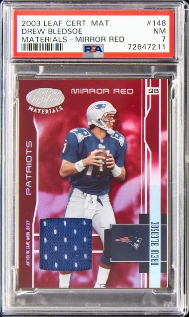 2003 Leaf Certified Materials Drew Bledsoe Materials-Mirror Red #148 card image