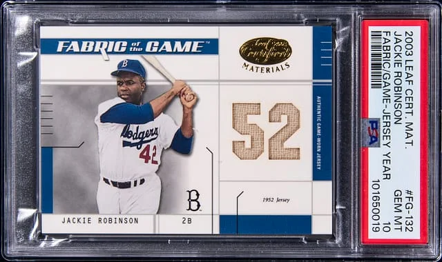 2003 Leaf Certified Materials Jackie Robinson Fabric of the Game Jersey Year #FG-132 card image