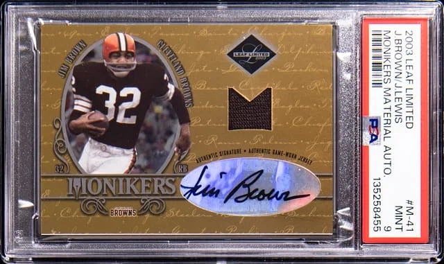 2003 Leaf Limited Jim Brown/Jamal Lewis Dual Monikers #M-41 card image