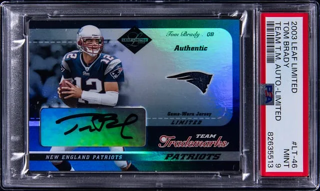 2003 Leaf Limited Tom Brady Team Trademarks Autograph Limited #LT-46 card image