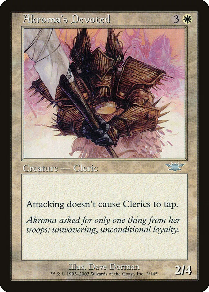 2003 Legions Akroma's Devoted uncommon #2 unlisted card image