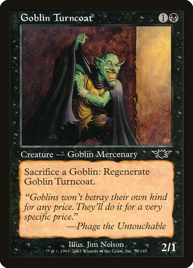2003 Legions Goblin Turncoat common #72 unlisted card image