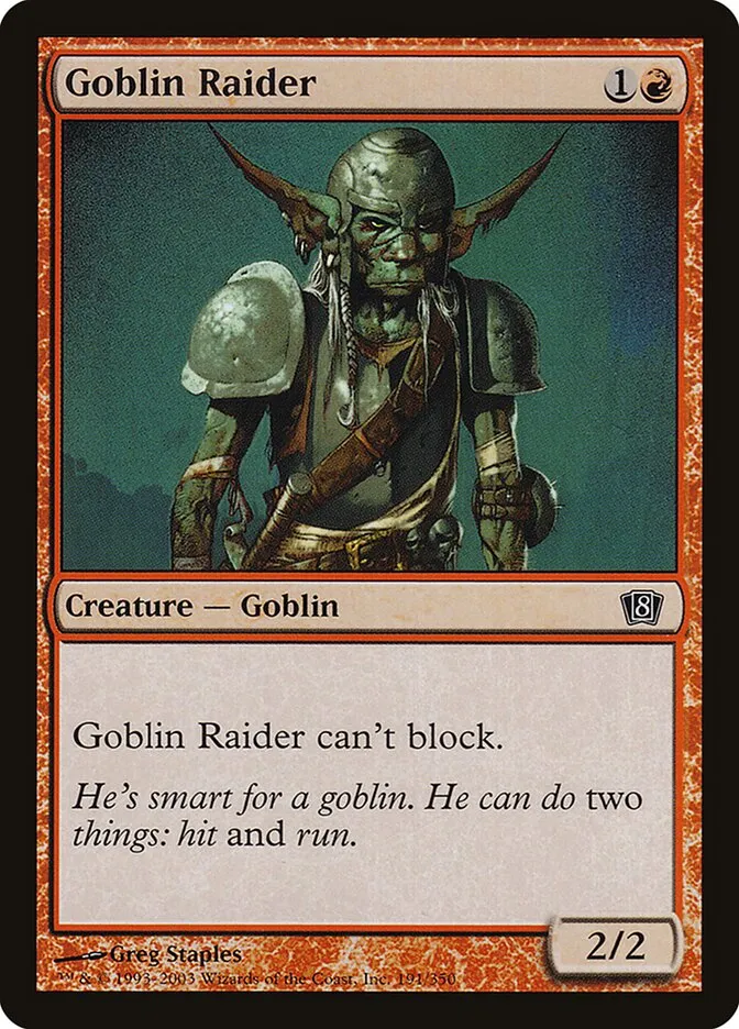 2003 Eighth Edition Goblin Raider #191★ common card image