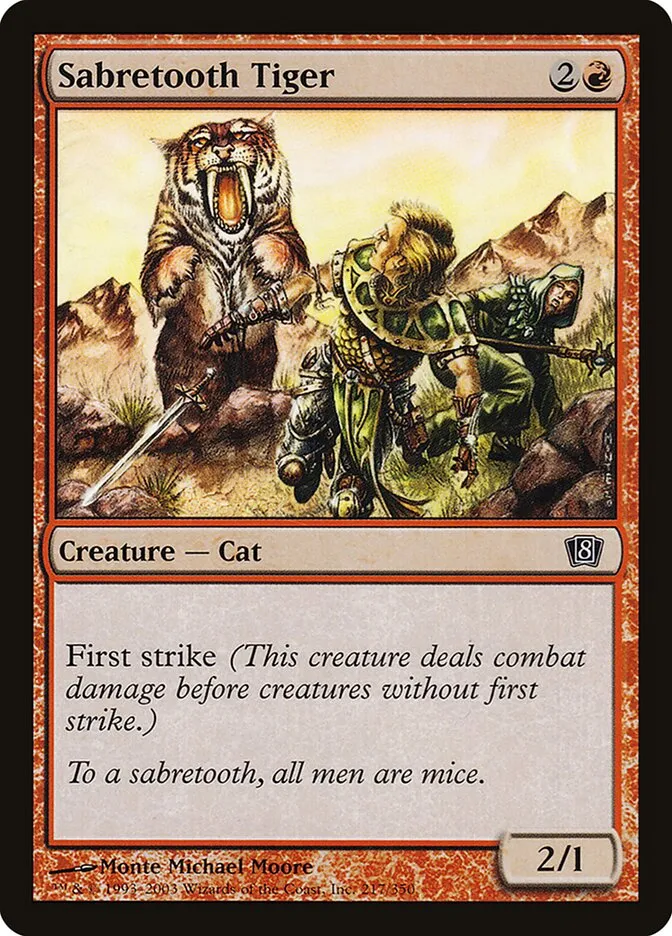 2003 Eighth Edition Sabretooth Tiger #217★ common card image