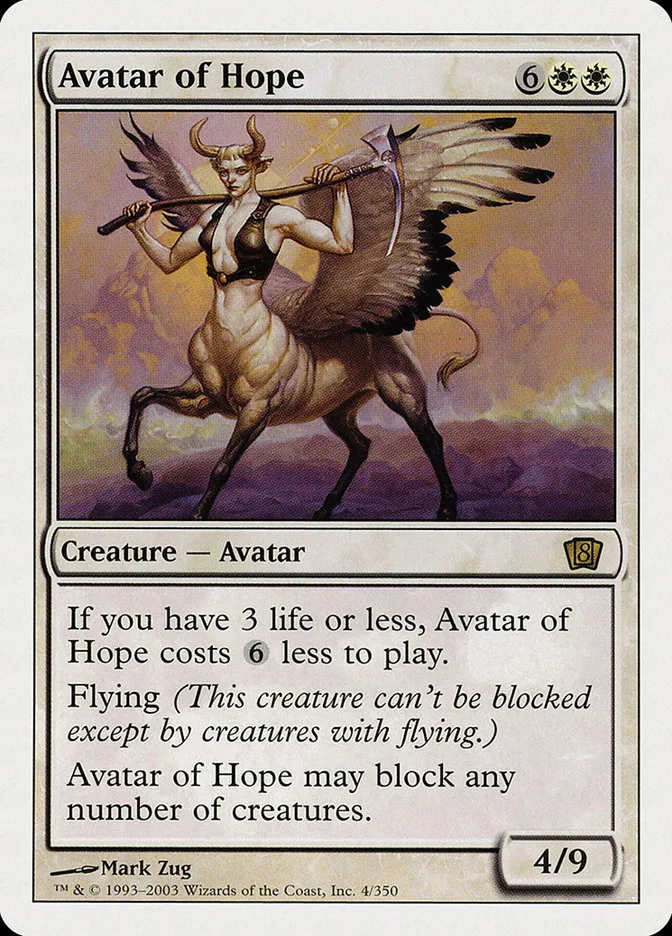 2003 Eighth Edition Avatar of Hope #4 rare card image