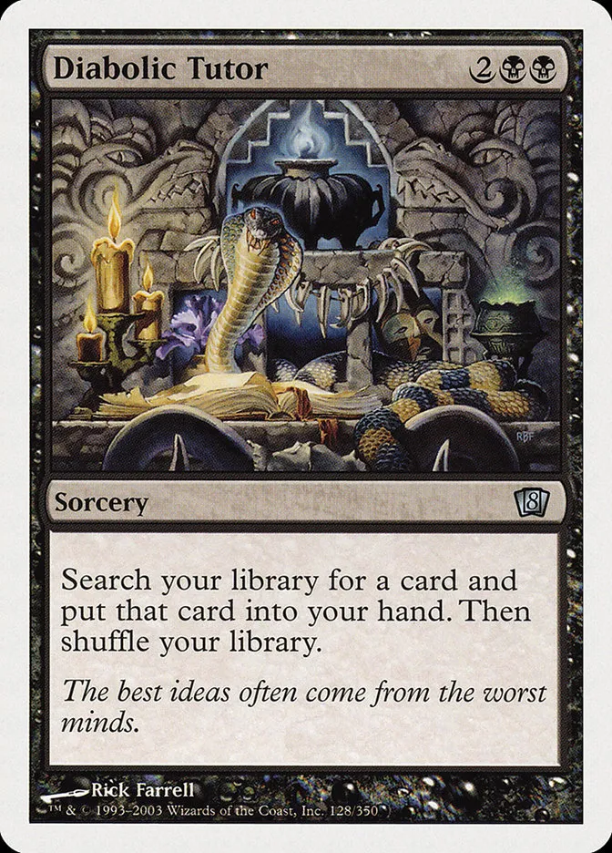 2003 Eighth Edition Diabolic Tutor uncommon #128 uncommon card image