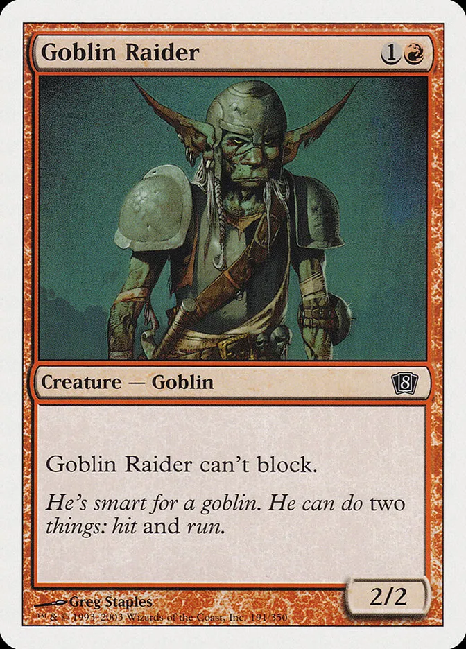 2003 Eighth Edition Goblin Raider common #191 common card image
