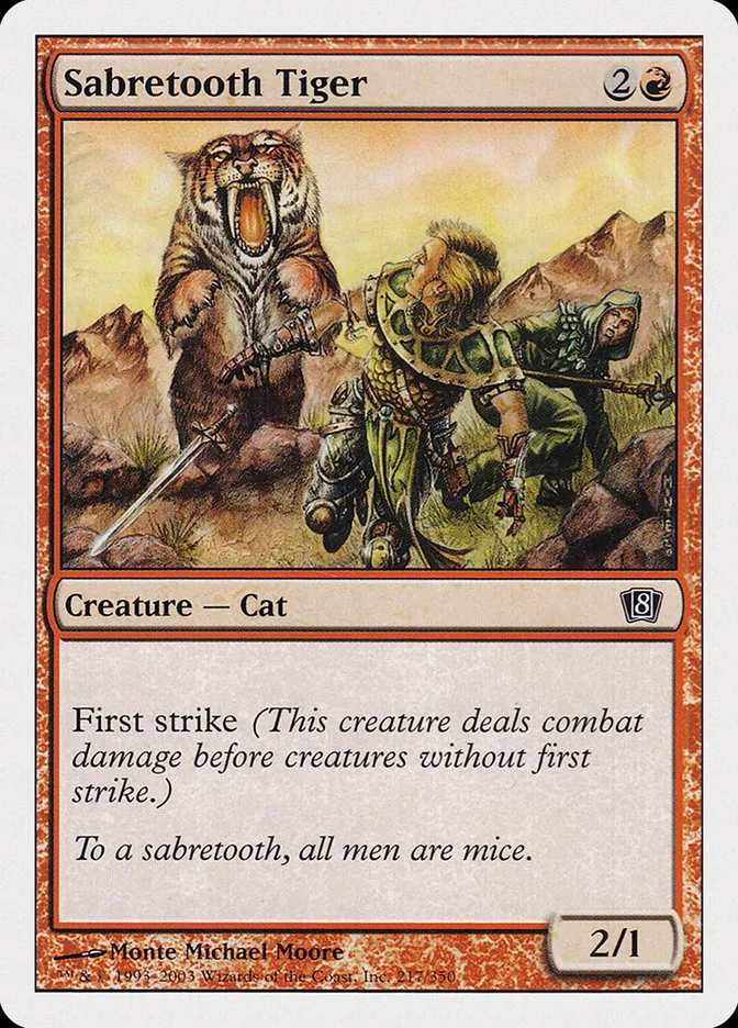 2003 Eighth Edition Sabretooth Tiger common #217 common card image