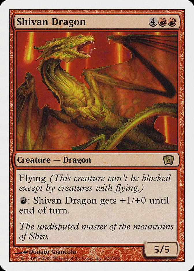 2003 Eighth Edition Shivan Dragon rare #221 rare card image