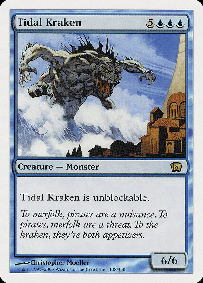 2003 Eighth Edition Tidal Kraken rare #108 rare card image