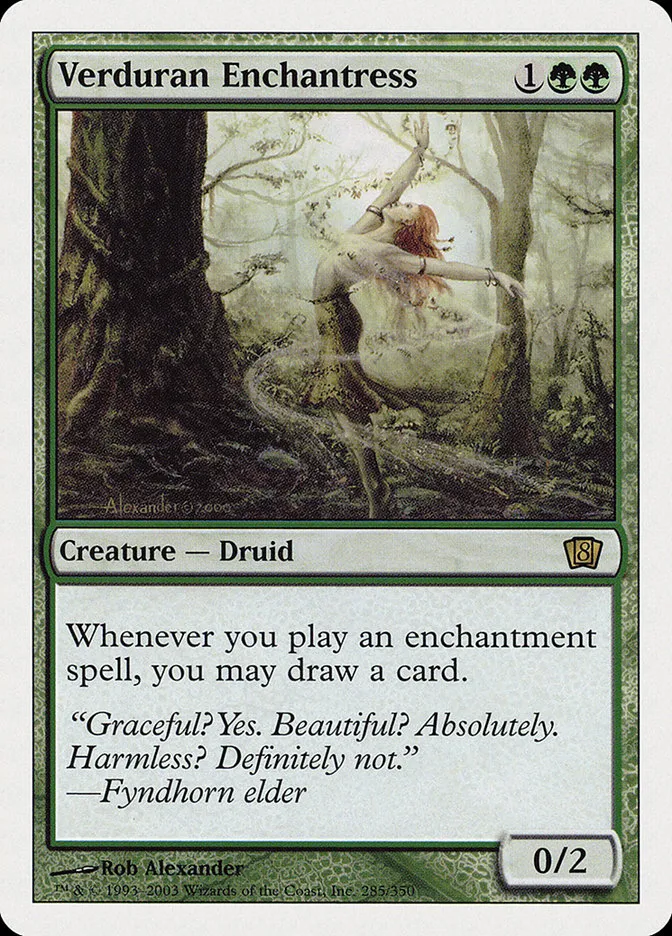 2003 Eighth Edition Verduran Enchantress #285 rare card image