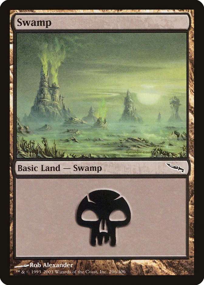 2003 Mirrodin Swamp common #296 common card image