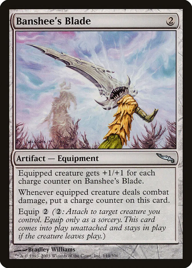 2003 Mirrodin Banshee's Blade #144 uncommon card image