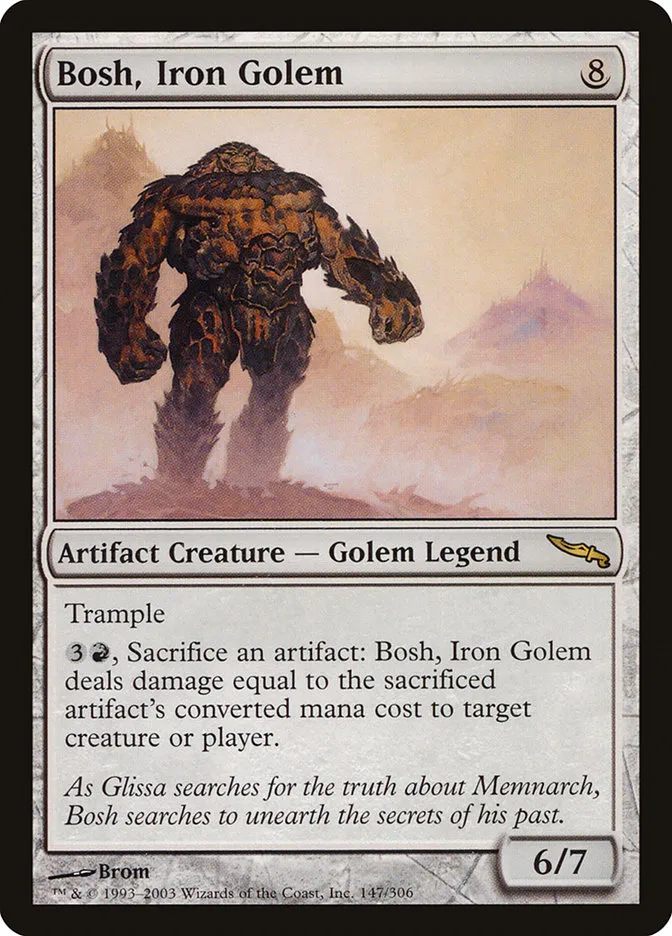 2003 Mirrodin Bosh, Iron Golem #147 rare card image