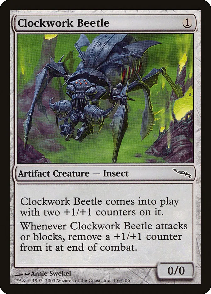 2003 Mirrodin Clockwork Beetle common #153 common card image