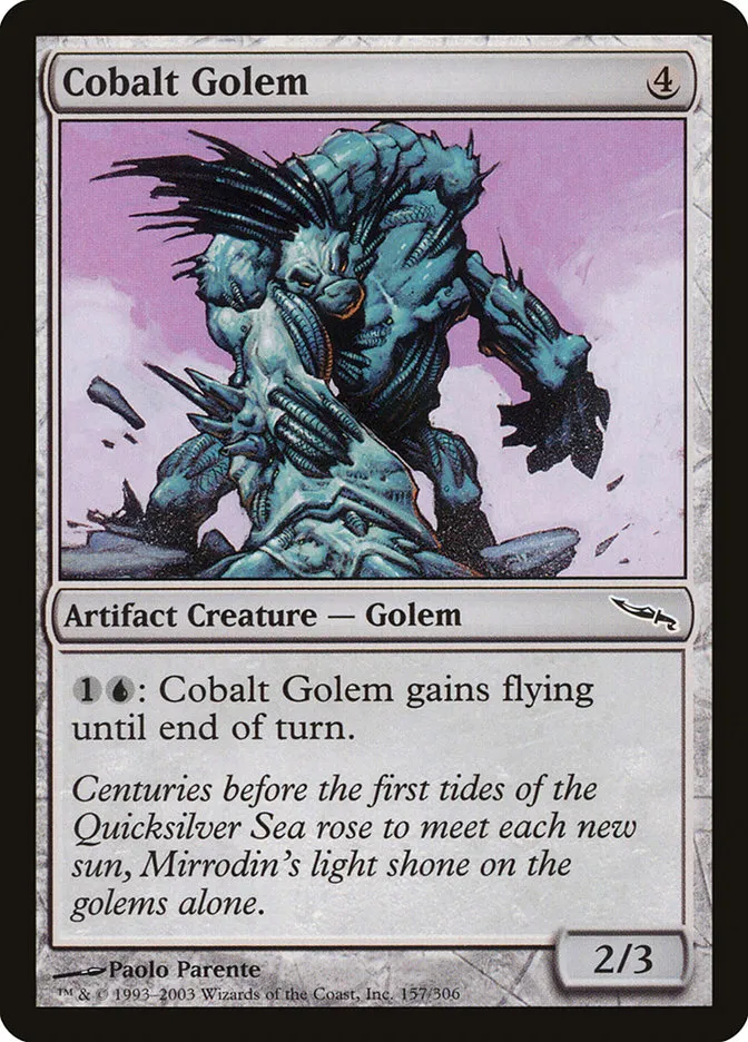2003 Mirrodin Cobalt Golem common #157 common card image