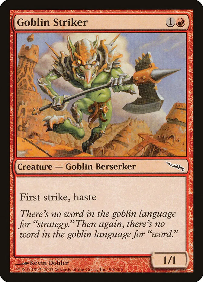2003 Mirrodin Goblin Striker common #94 common card image