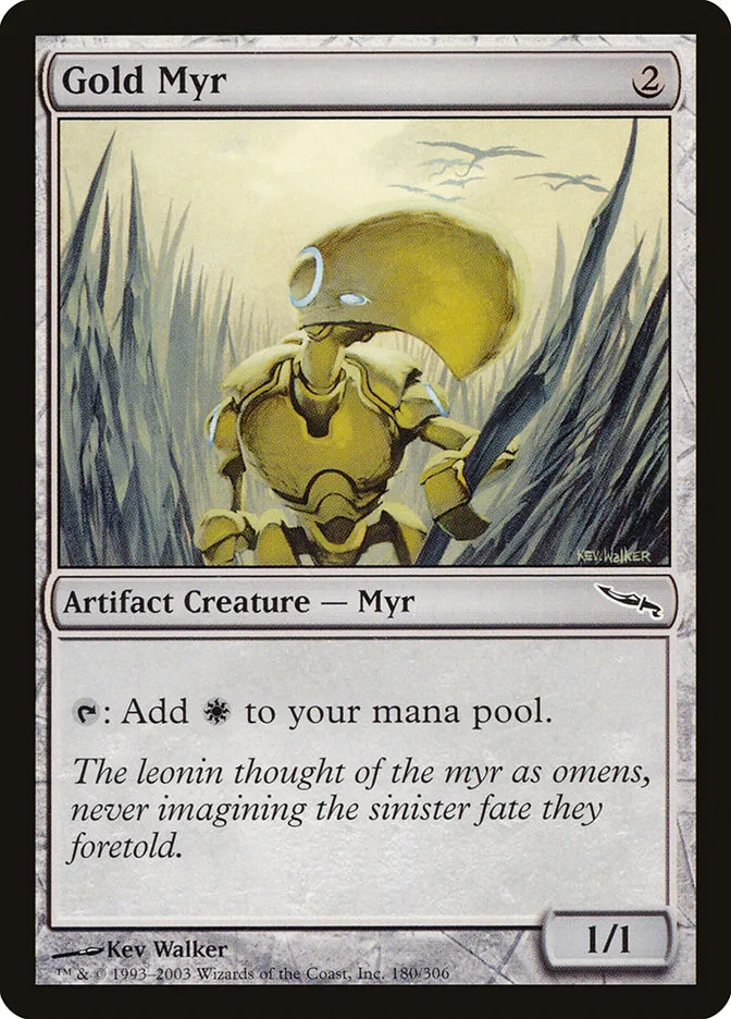 2003 Mirrodin Gold Myr #180 common card image