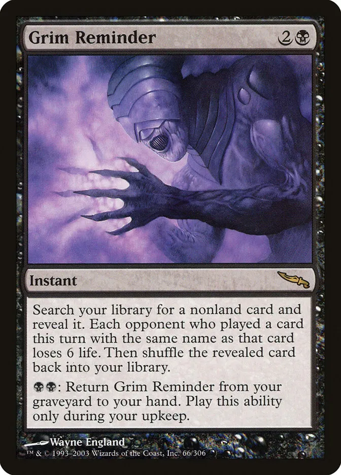 2003 Mirrodin Grim Reminder rare #66 rare card image