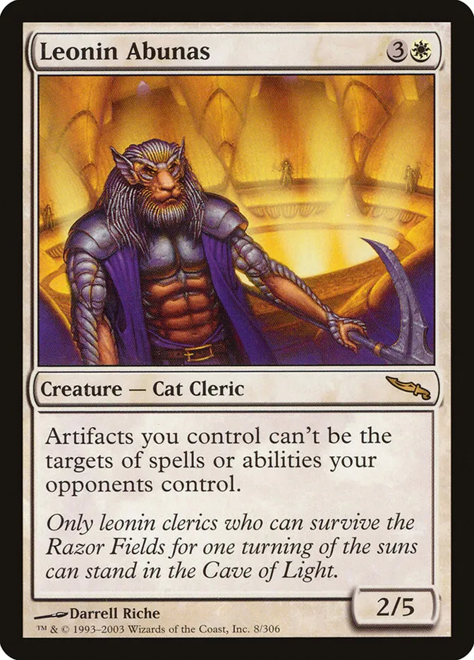 2003 Mirrodin Leonin Abunas rare #8 rare card image