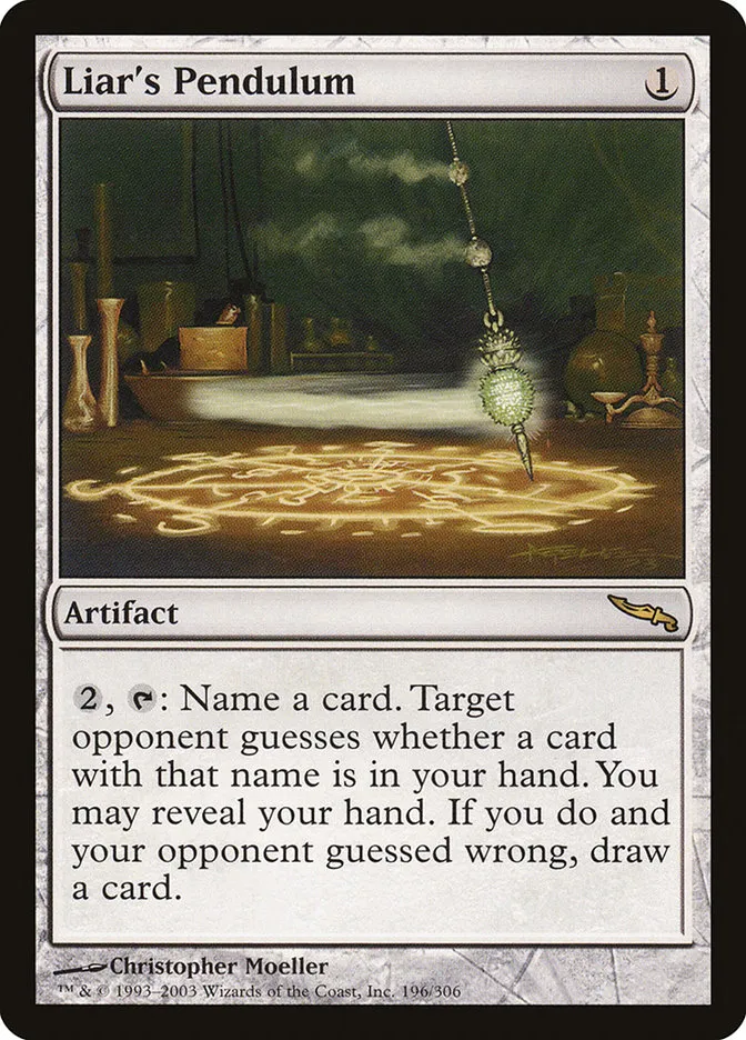 2003 Mirrodin Liar's Pendulum rare #196 rare card image