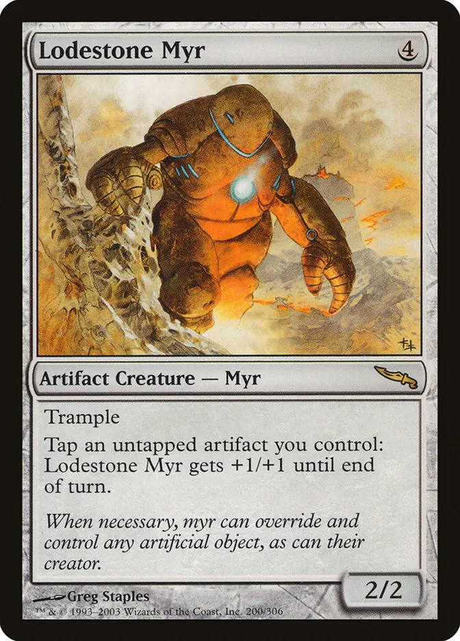 2003 Mirrodin Lodestone Myr #200 rare card image